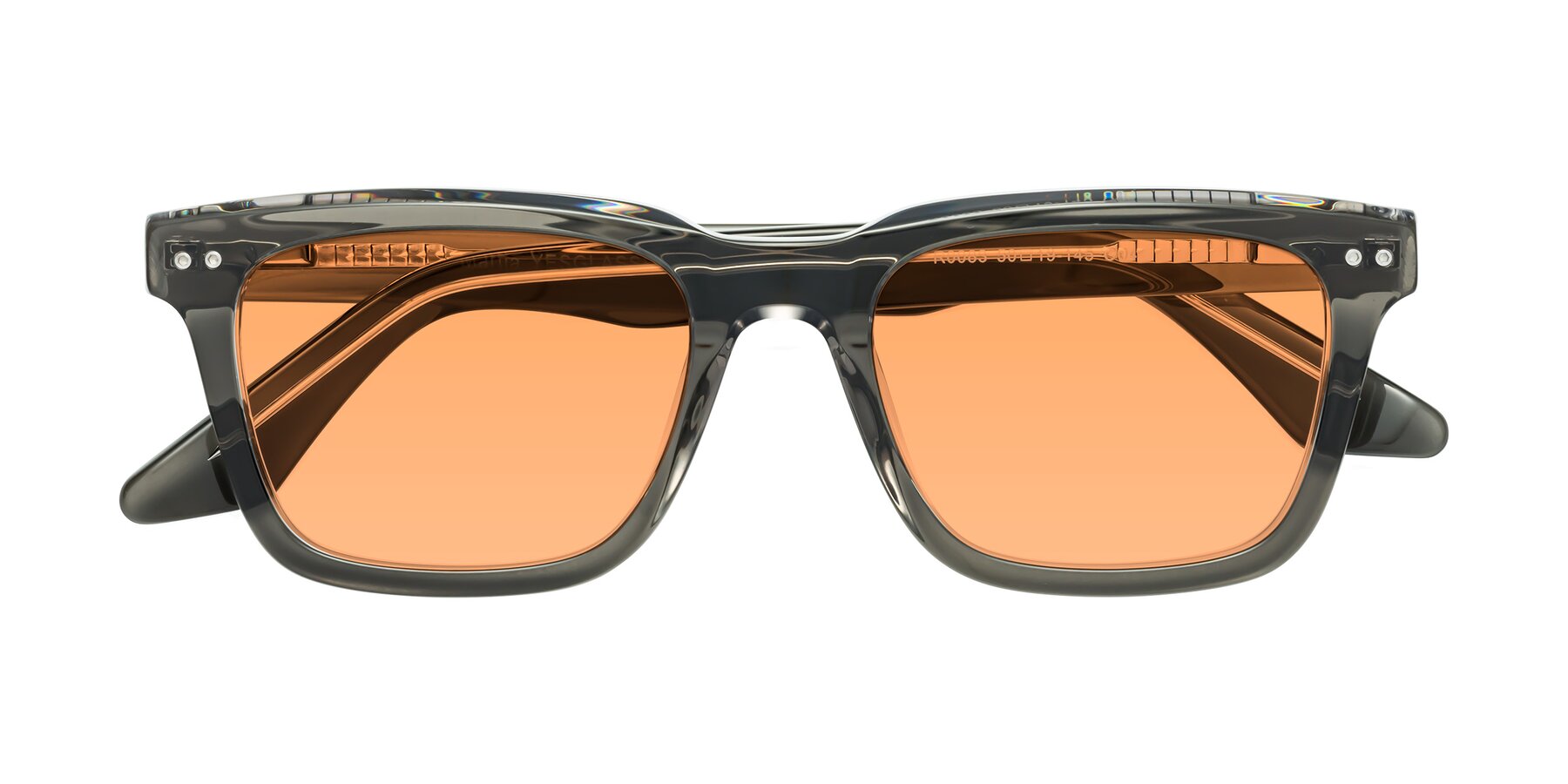 Folded Front of Martia in Gray-Clear with Medium Orange Tinted Lenses