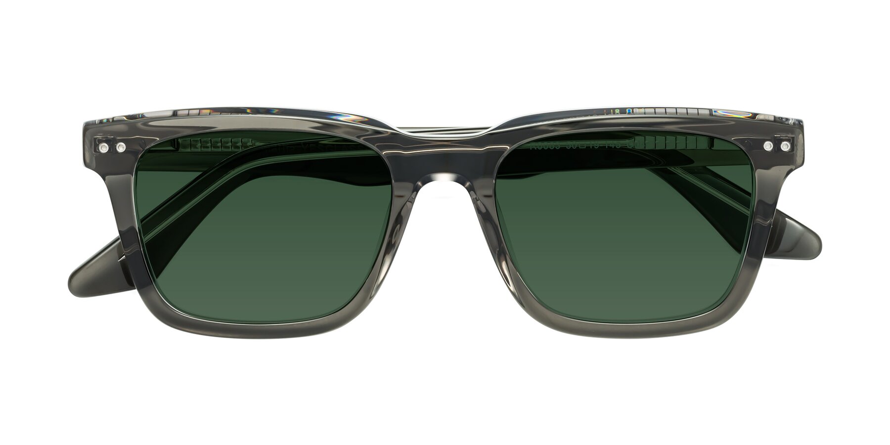 Folded Front of Martia in Gray-Clear with Green Tinted Lenses