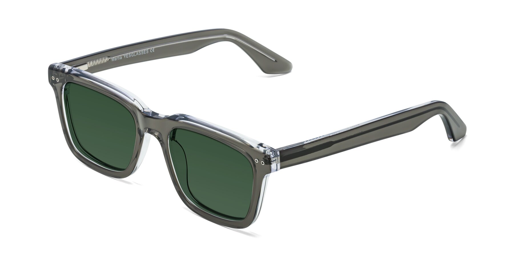 Angle of Martia in Gray-Clear with Green Tinted Lenses