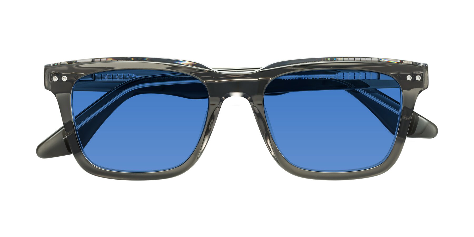 Folded Front of Martia in Gray-Clear with Blue Tinted Lenses