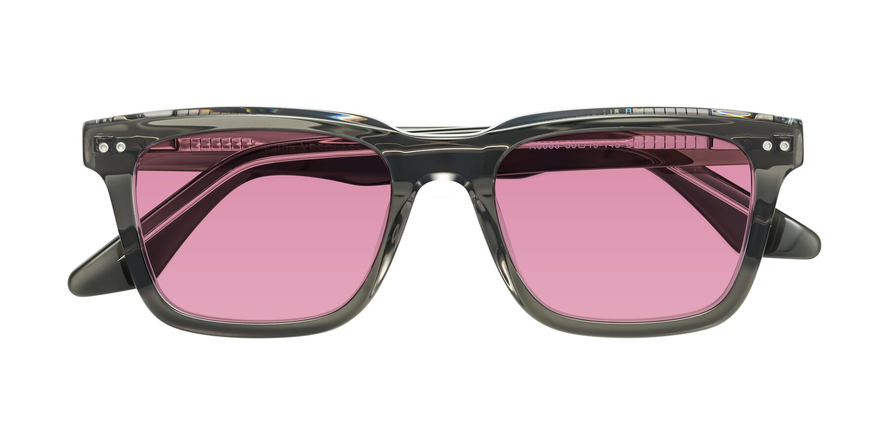 Folded Front of Martia in Gray-Clear with Medium Wine Tinted Lenses