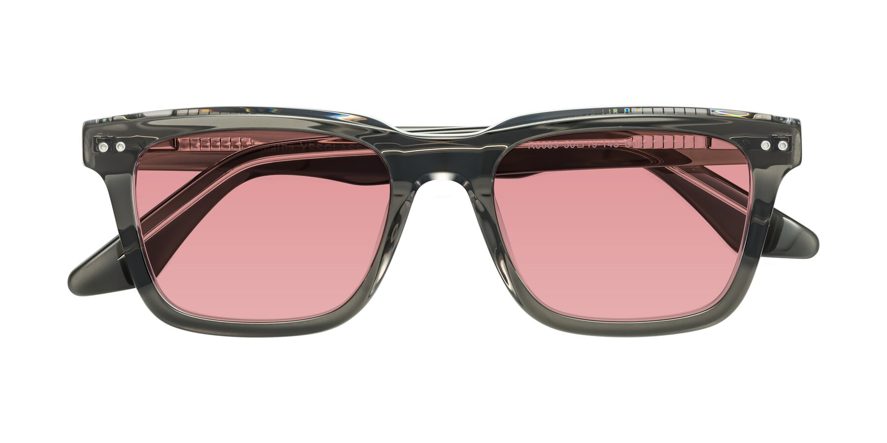 Folded Front of Martia in Gray-Clear with Medium Garnet Tinted Lenses