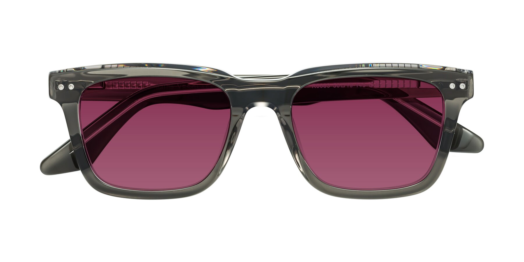 Folded Front of Martia in Gray-Clear with Wine Tinted Lenses