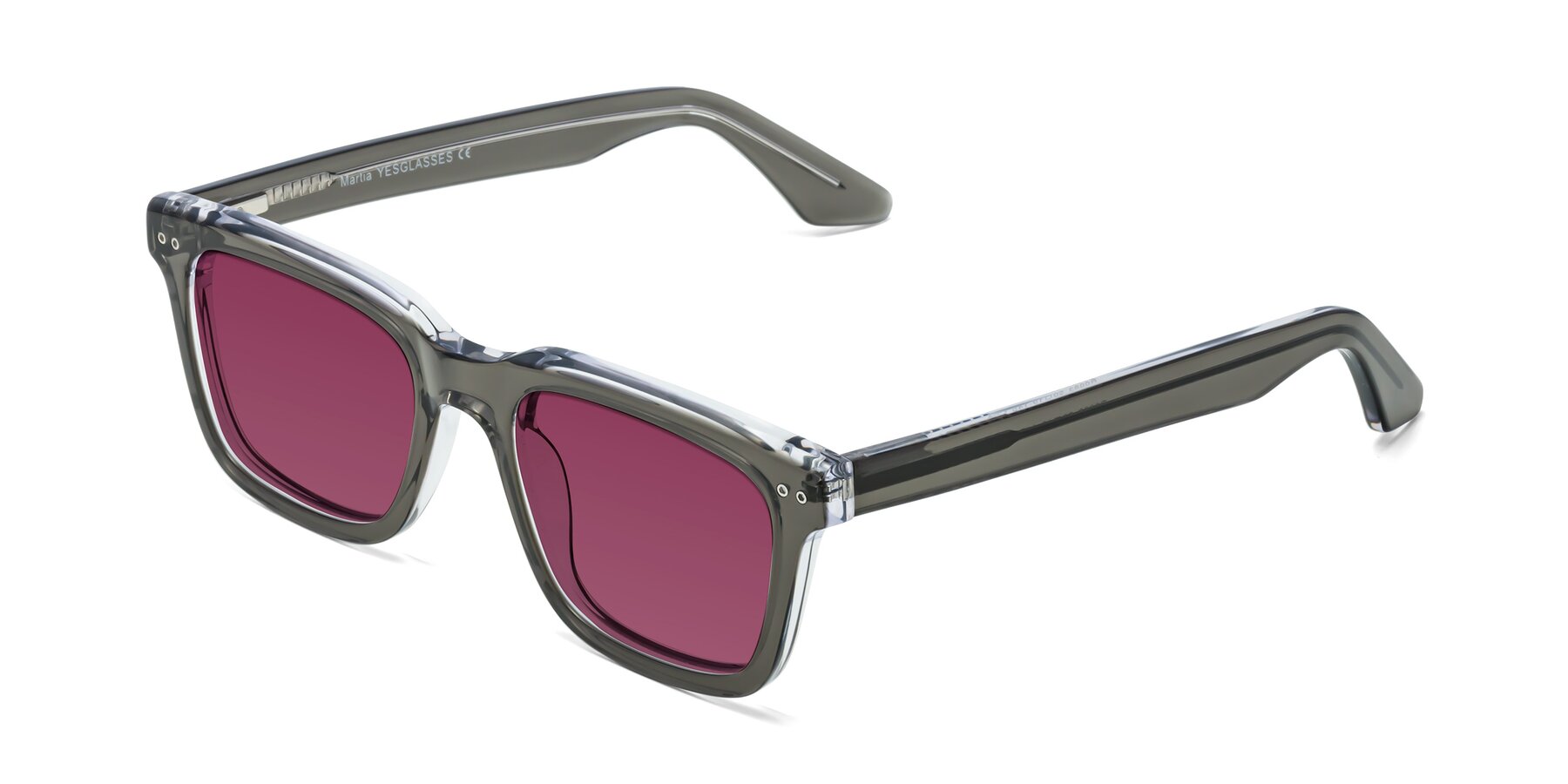 Angle of Martia in Gray-Clear with Wine Tinted Lenses