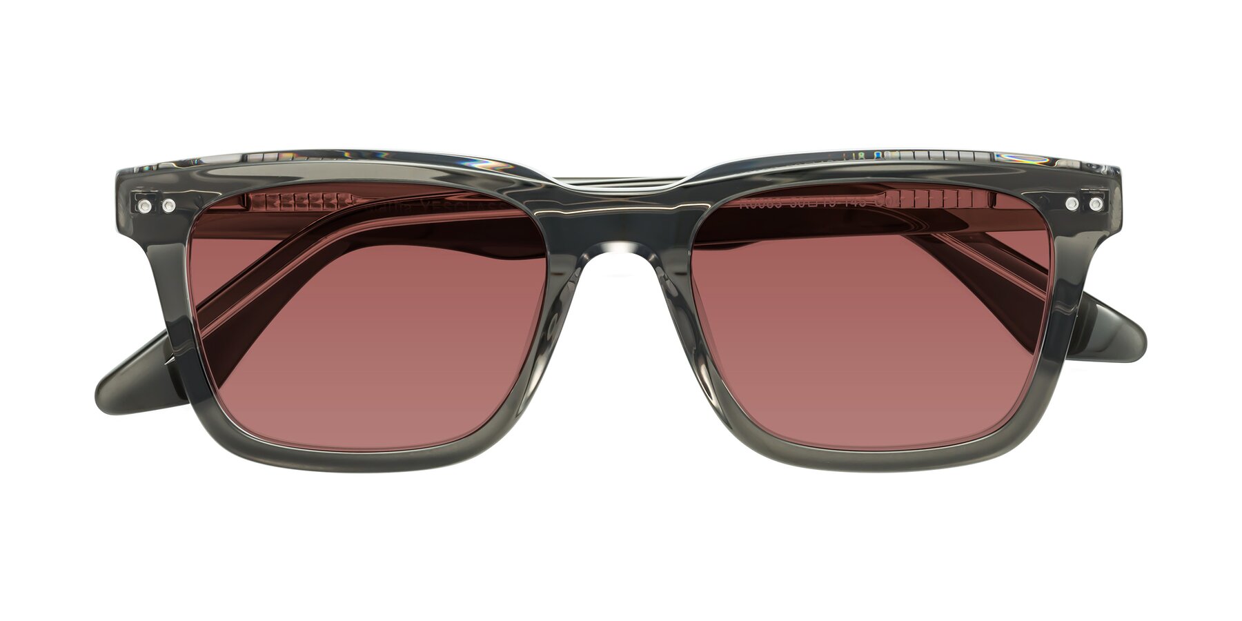 Folded Front of Martia in Gray-Clear with Garnet Tinted Lenses