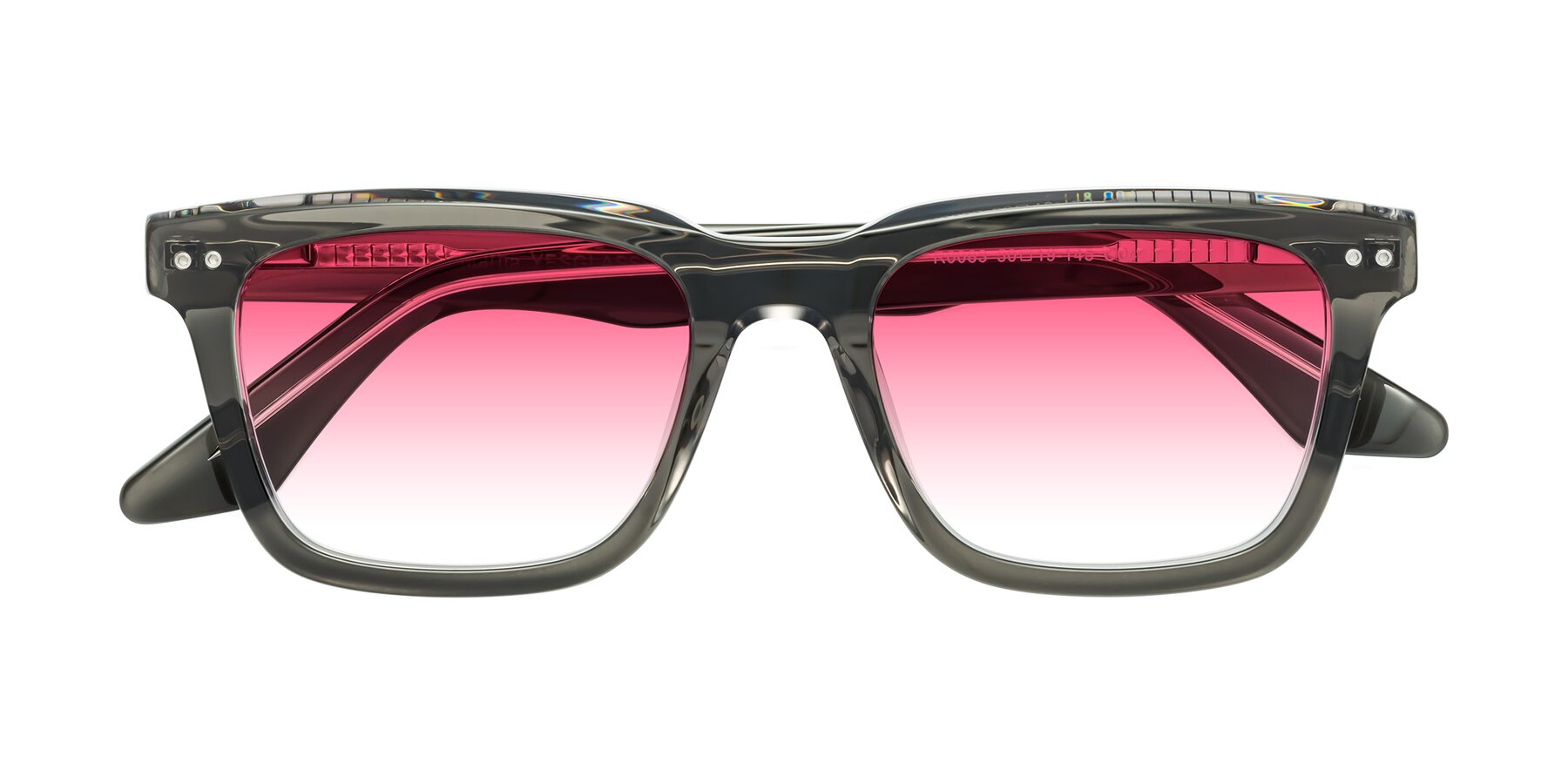 Folded Front of Martia in Gray-Clear with Pink Gradient Lenses