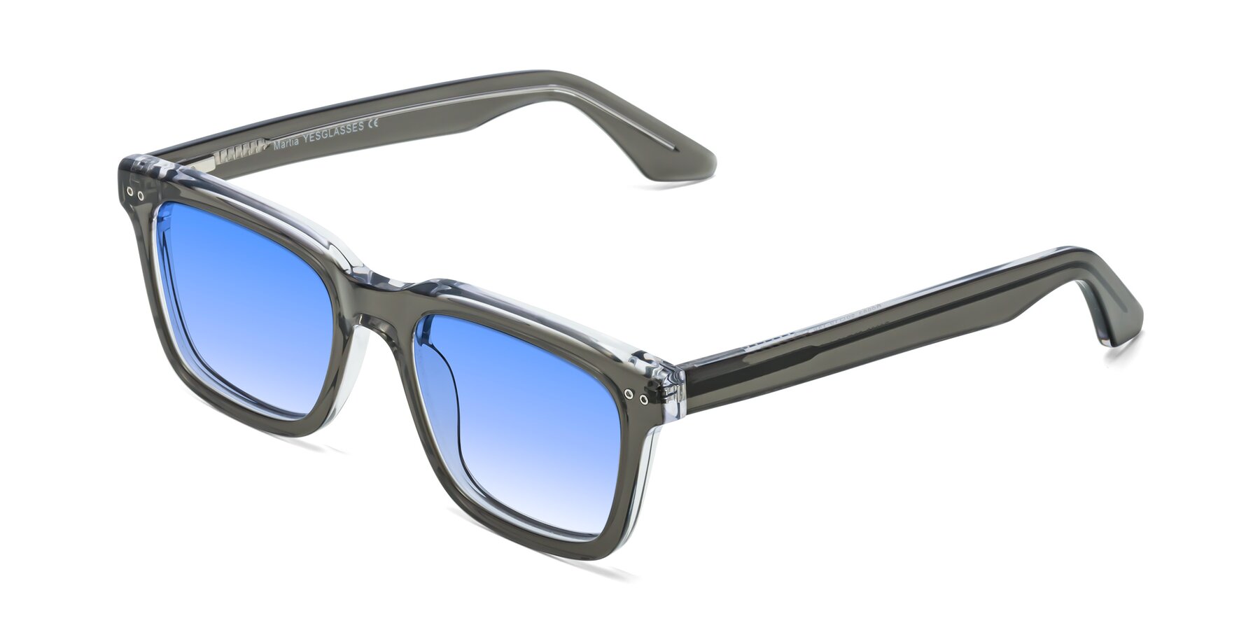 Angle of Martia in Gray-Clear with Blue Gradient Lenses