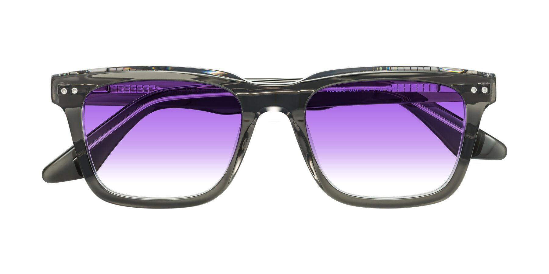 Folded Front of Martia in Gray-Clear with Purple Gradient Lenses