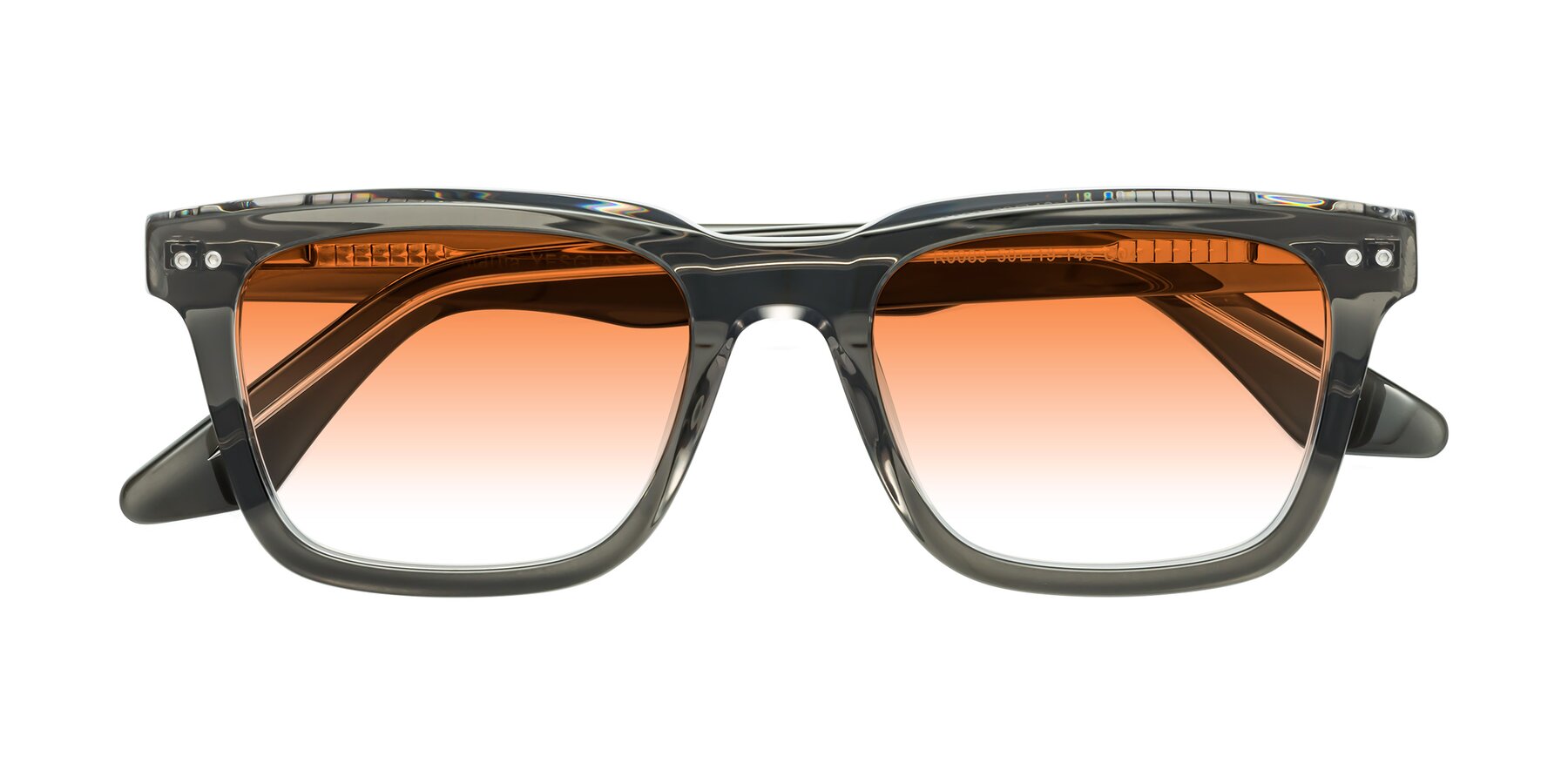 Folded Front of Martia in Gray-Clear with Orange Gradient Lenses