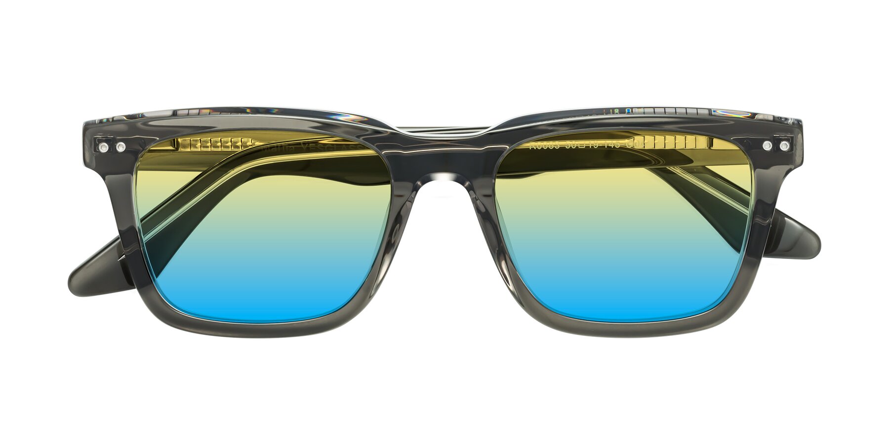 Folded Front of Martia in Gray-Clear with Yellow / Blue Gradient Lenses