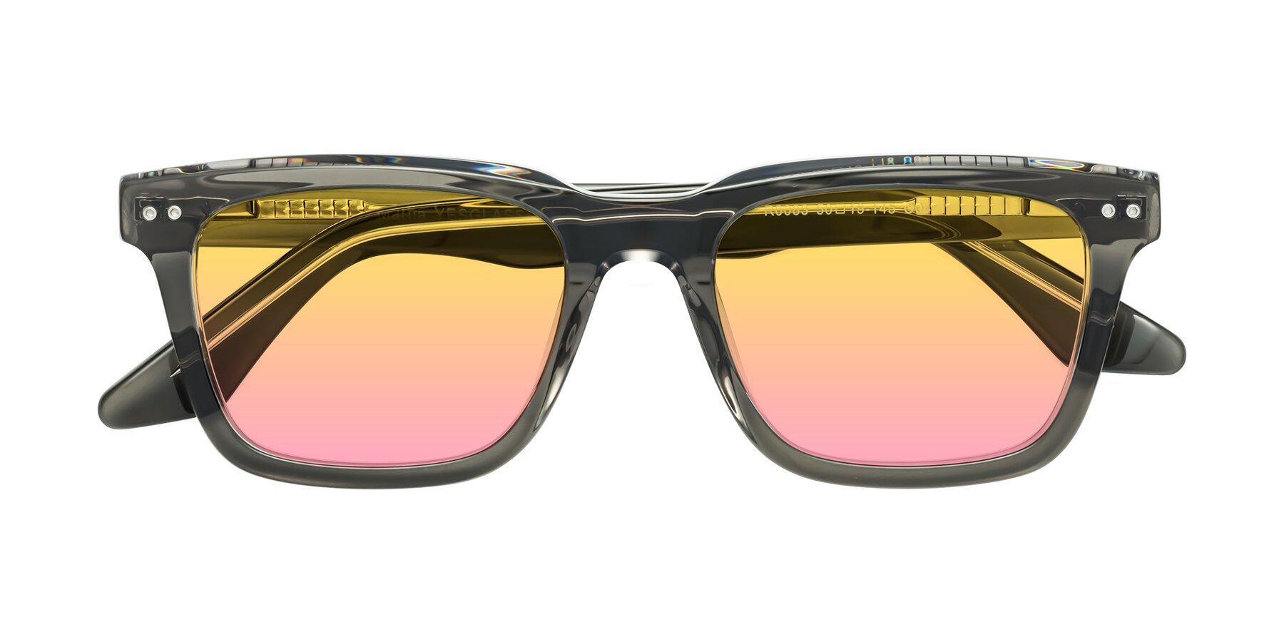 Folded Front of Martia in Gray-Clear with Yellow / Pink Gradient Lenses