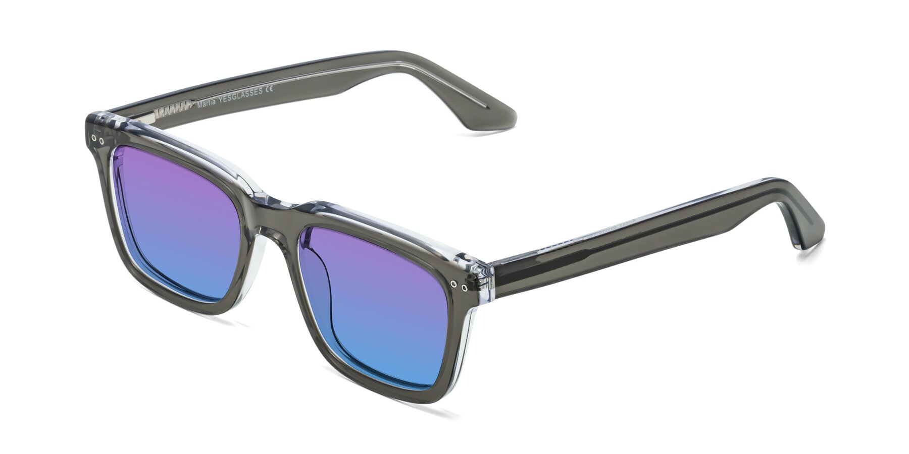 Angle of Martia in Gray-Clear with Purple / Blue Gradient Lenses