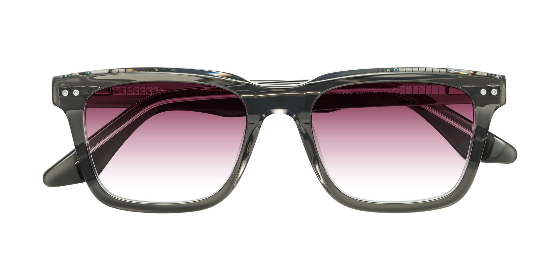 Folded Front of Martia in Gray-Clear with Wine Gradient Lenses