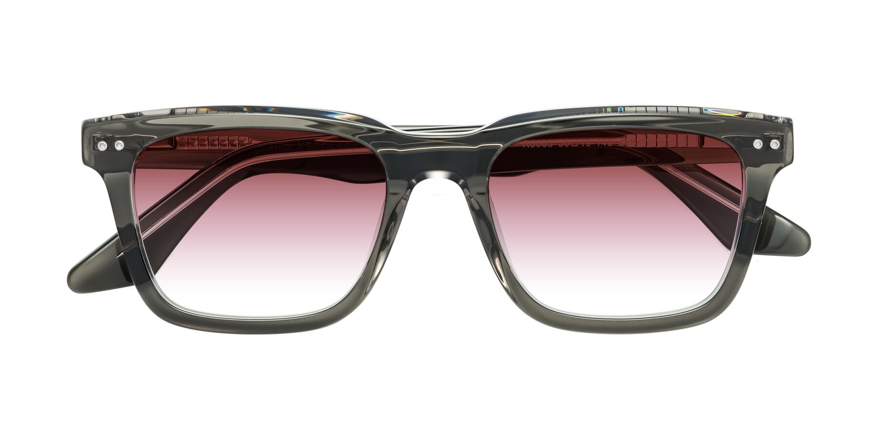 Folded Front of Martia in Gray-Clear with Garnet Gradient Lenses