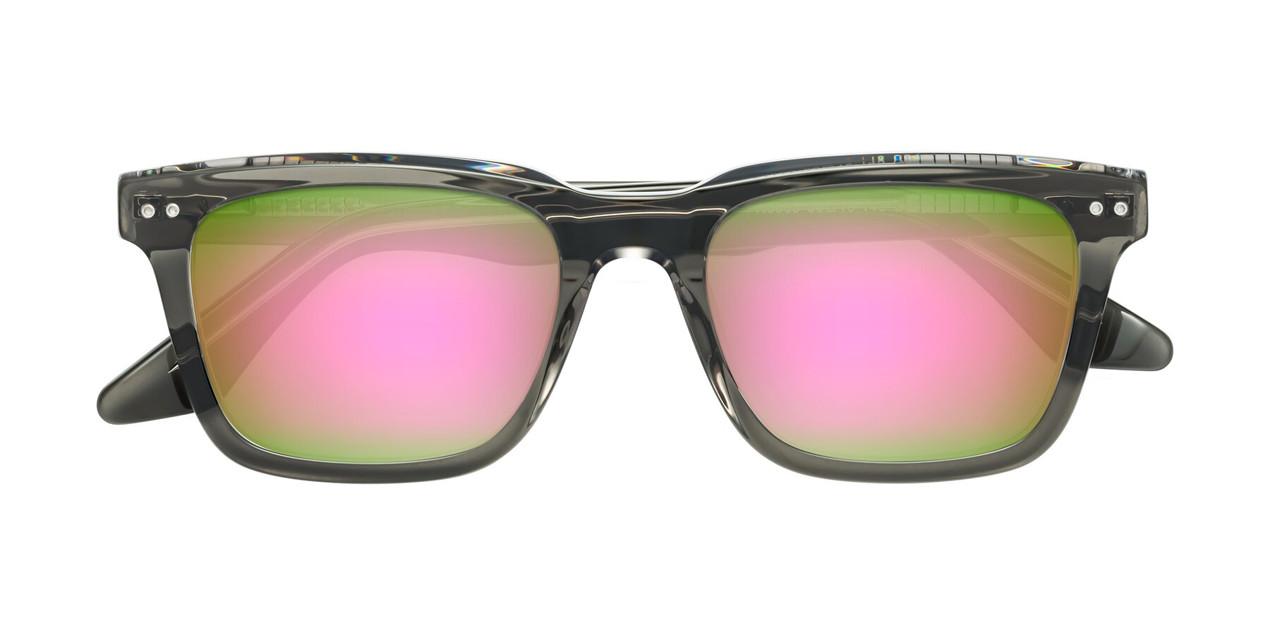 Folded Front of Martia in Gray-Clear with Pink Mirrored Lenses