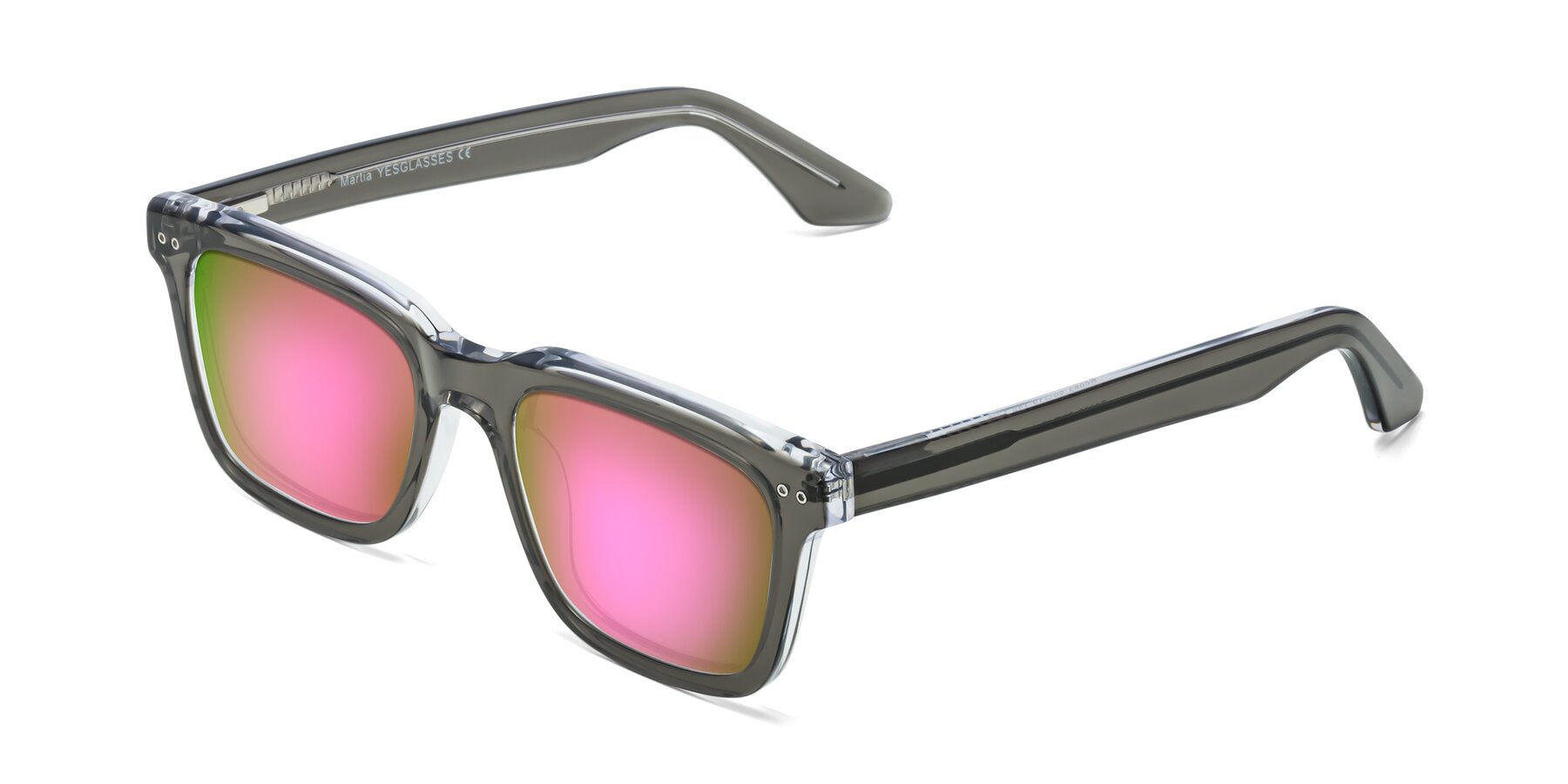 Angle of Martia in Gray-Clear with Pink Mirrored Lenses