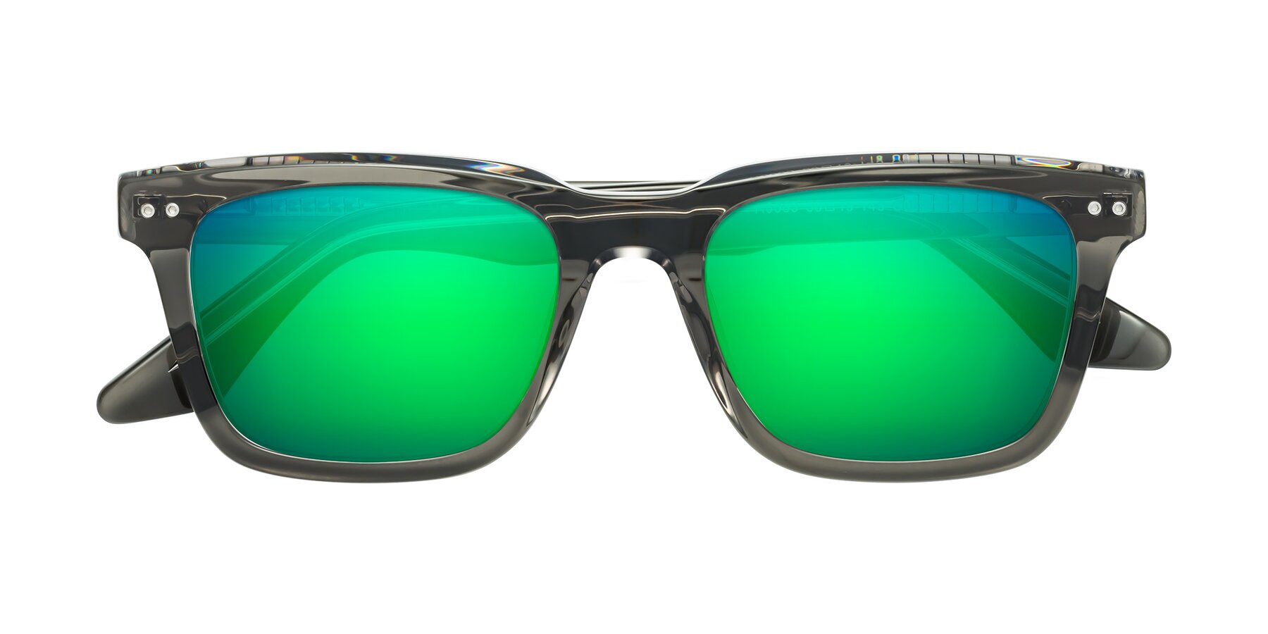 Folded Front of Martia in Gray-Clear with Green Mirrored Lenses