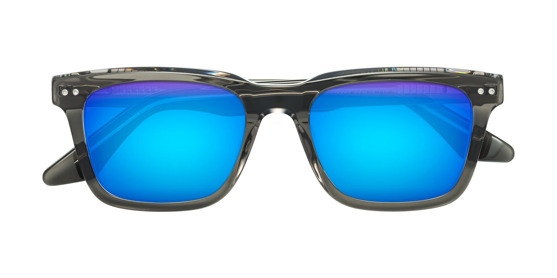 Folded Front of Martia in Gray-Clear with Blue Mirrored Lenses