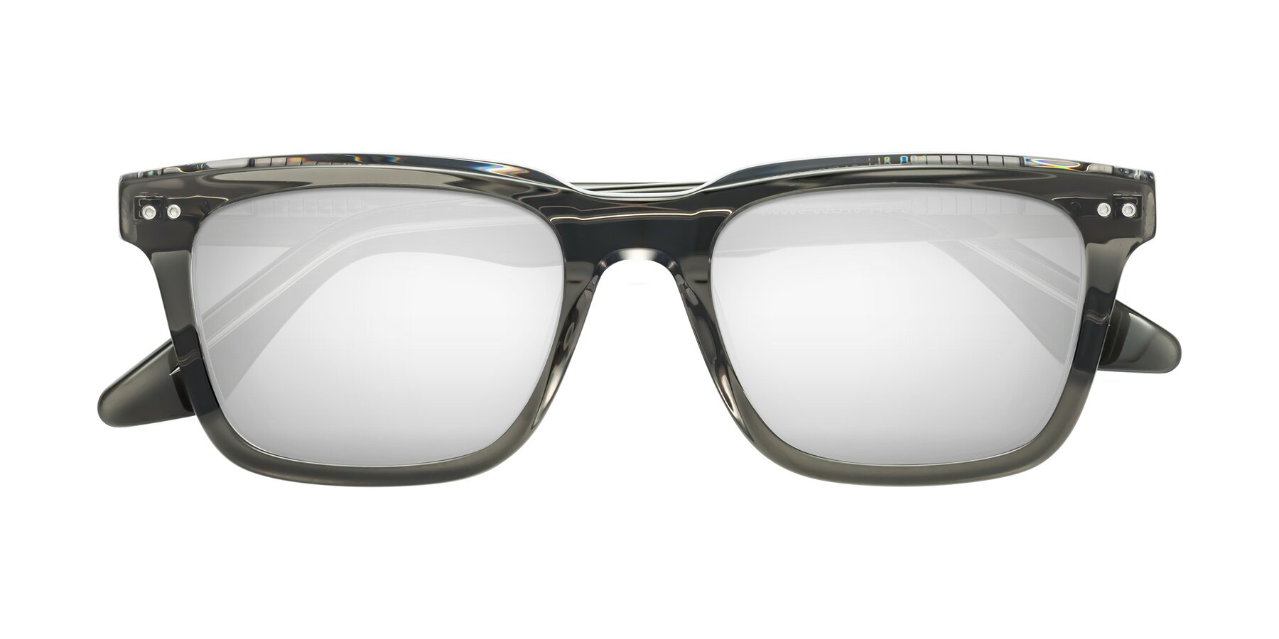 Folded Front of Martia in Gray-Clear with Silver Mirrored Lenses