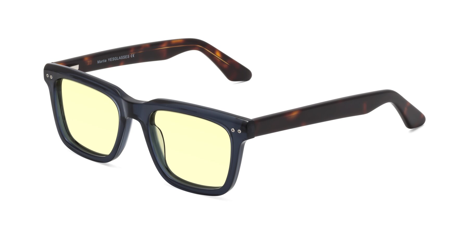 Angle of Martia in Deep Blue/Tortoise with Light Yellow Tinted Lenses