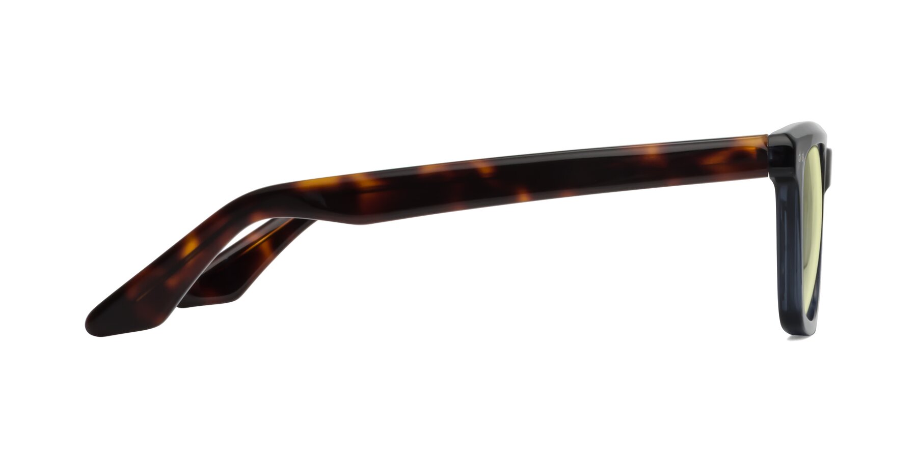 Side of Martia in Deep Blue/Tortoise with Light Yellow Tinted Lenses