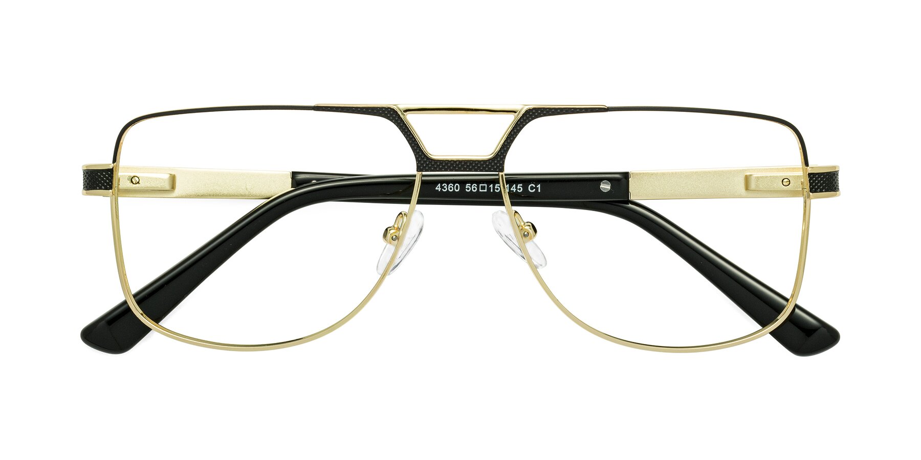Black / Gold Grandpa Metal Aviator Eyeglasses - Turkey
