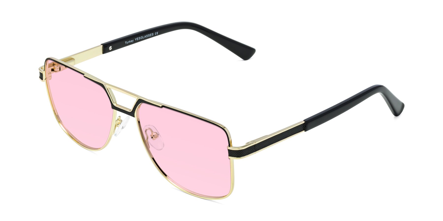 Angle of Turkey in Black-Gold with Light Pink Tinted Lenses