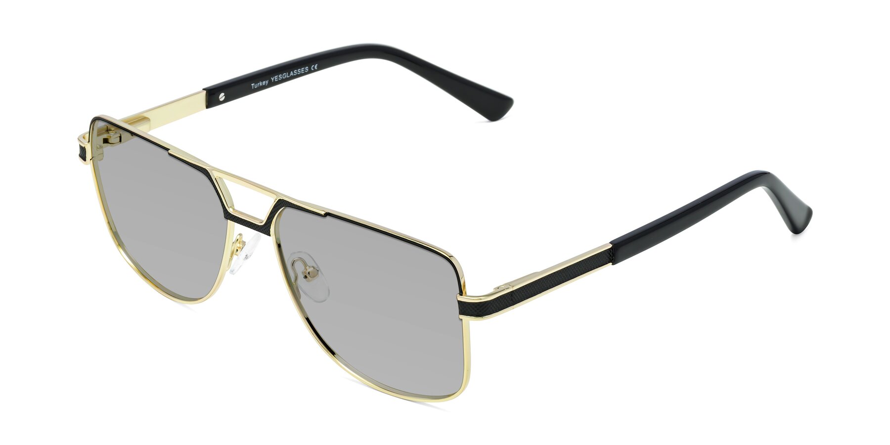 Angle of Turkey in Black-Gold with Light Gray Tinted Lenses