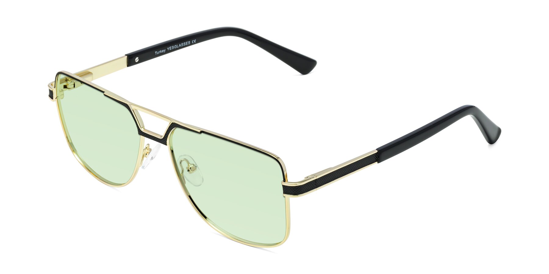 Angle of Turkey in Black-Gold with Light Green Tinted Lenses