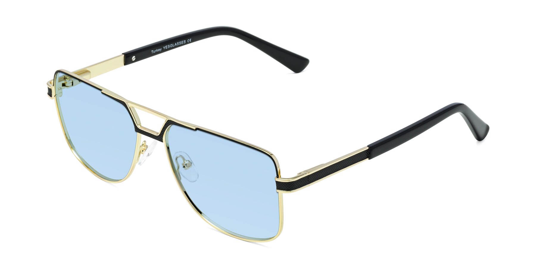 Angle of Turkey in Black-Gold with Light Blue Tinted Lenses