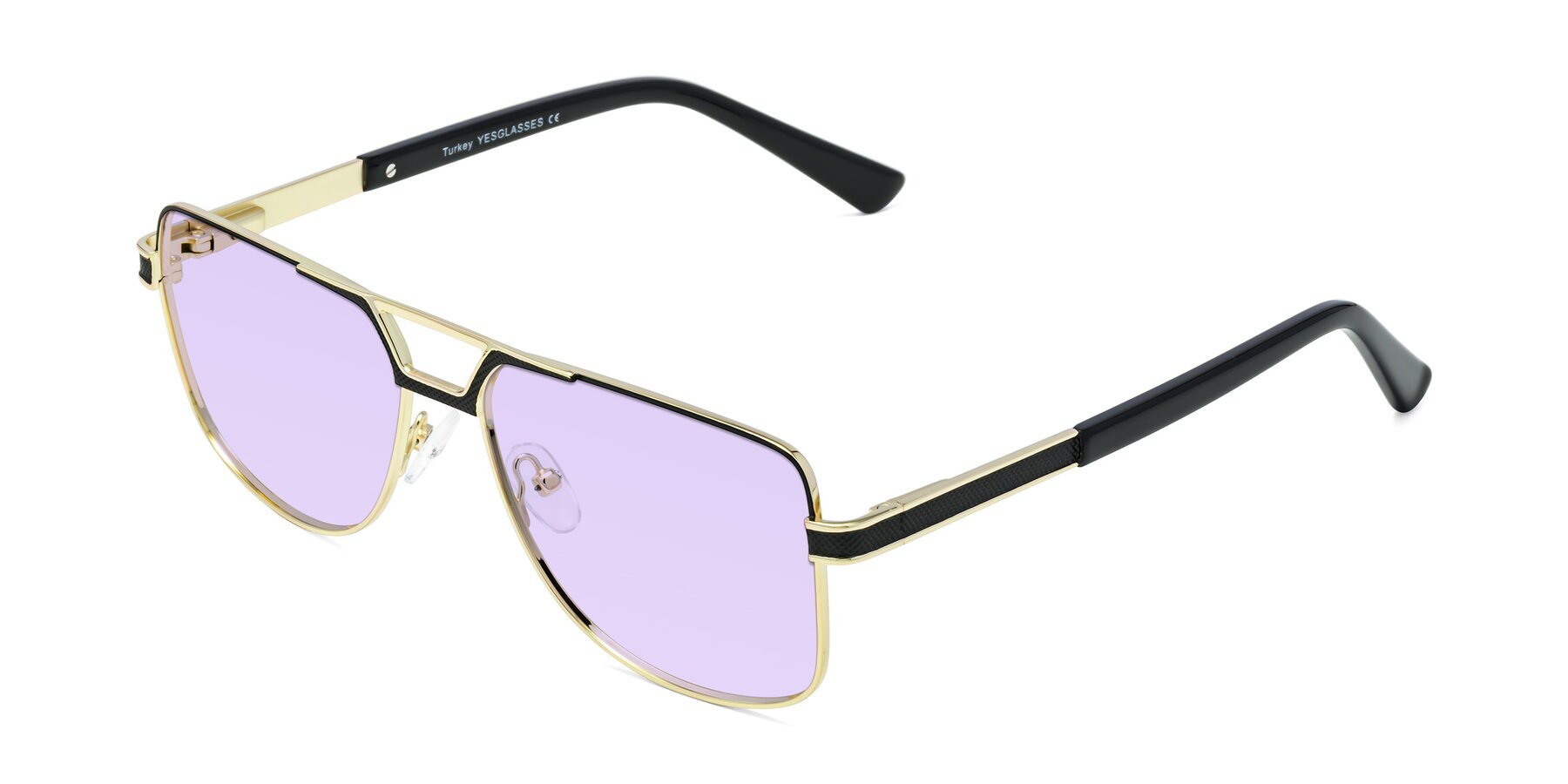 Angle of Turkey in Black-Gold with Light Purple Tinted Lenses