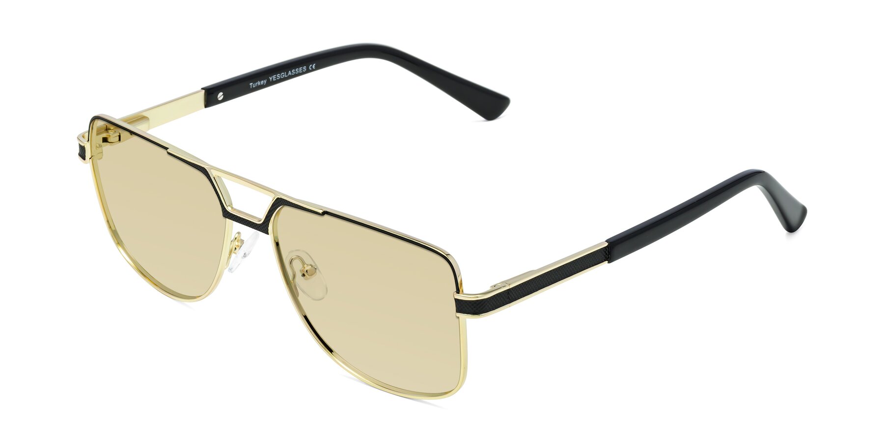 Angle of Turkey in Black-Gold with Light Champagne Tinted Lenses