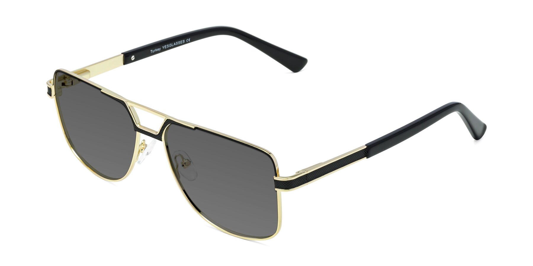 Angle of Turkey in Black-Gold with Medium Gray Tinted Lenses