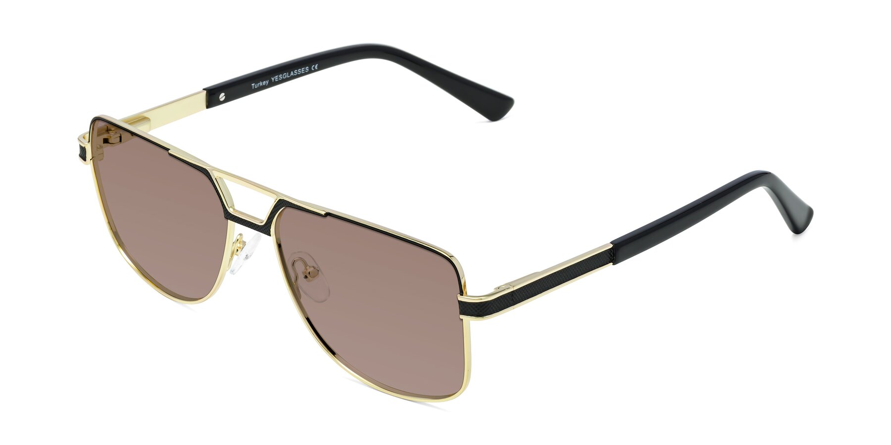 Angle of Turkey in Black-Gold with Medium Brown Tinted Lenses
