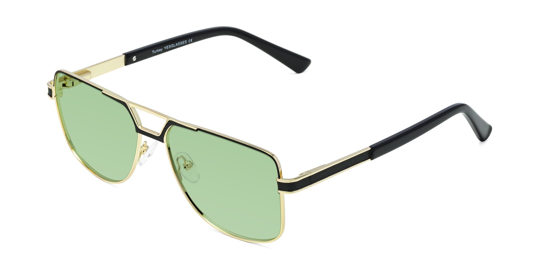 Angle of Turkey in Black-Gold with Medium Green Tinted Lenses