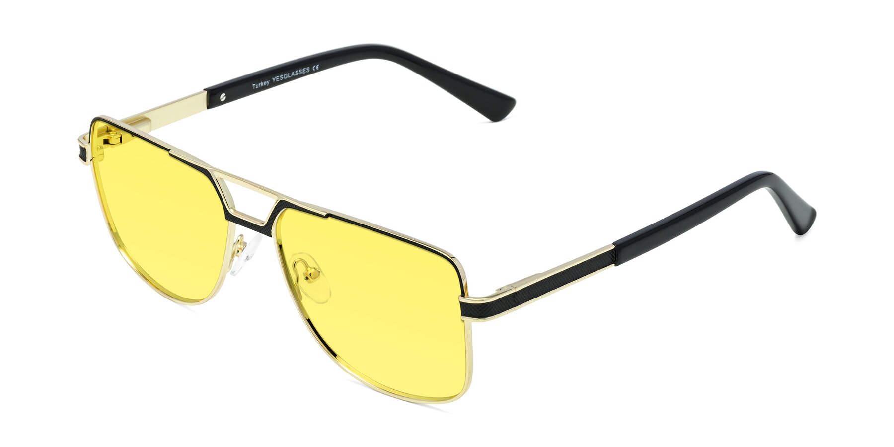Angle of Turkey in Black-Gold with Medium Yellow Tinted Lenses