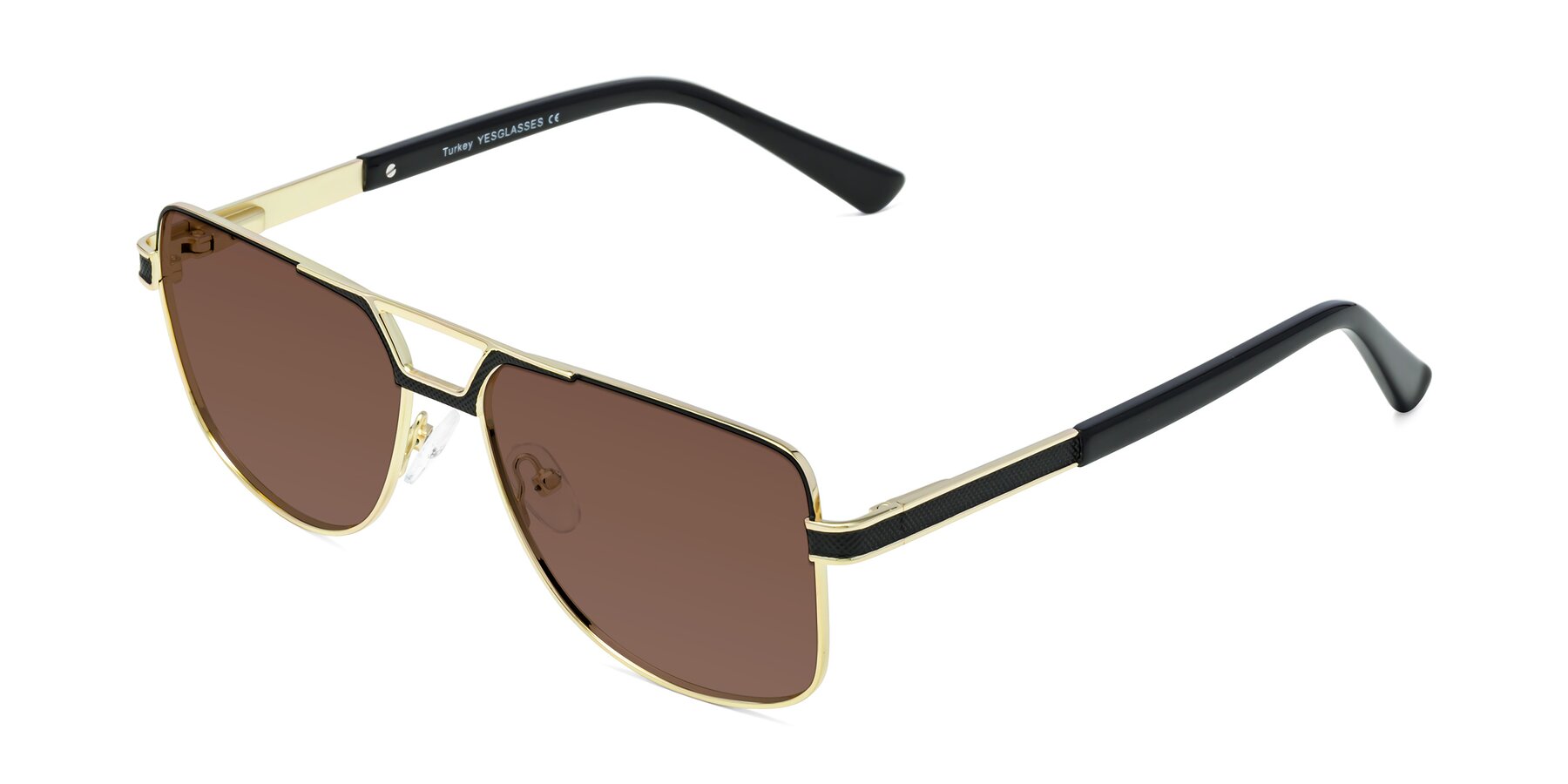 Angle of Turkey in Black-Gold with Brown Tinted Lenses