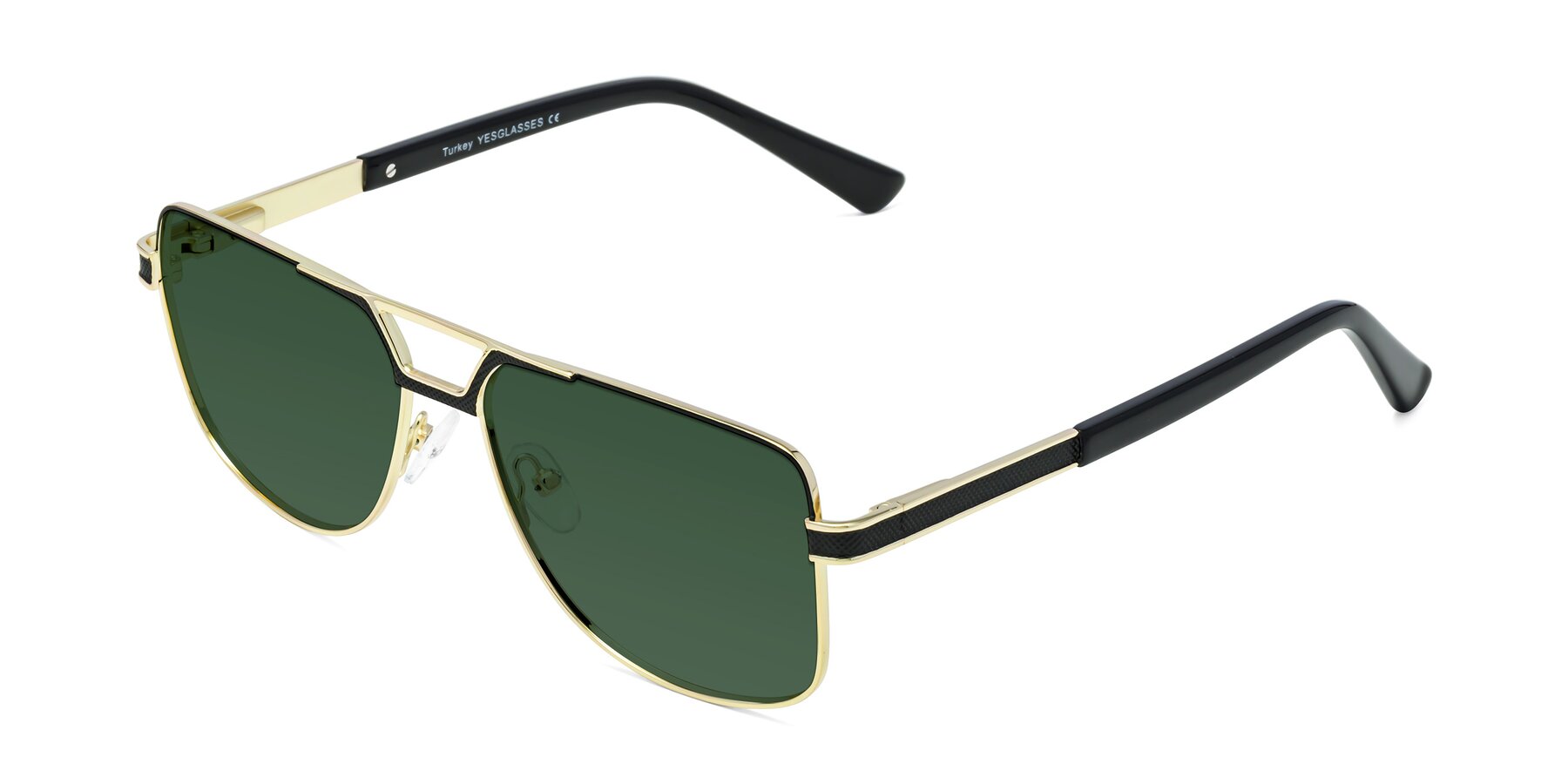 Angle of Turkey in Black-Gold with Green Tinted Lenses