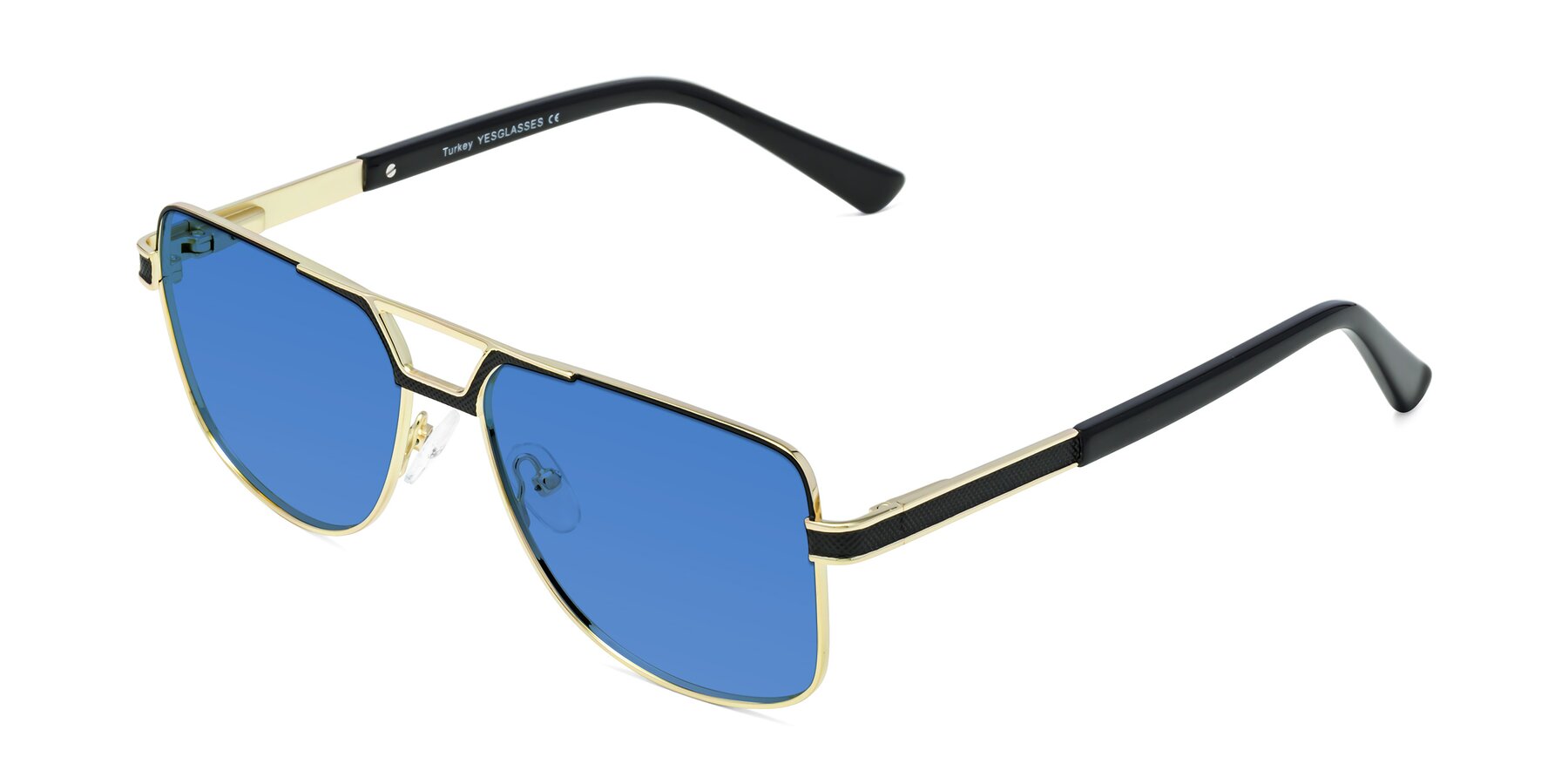 Angle of Turkey in Black-Gold with Blue Tinted Lenses