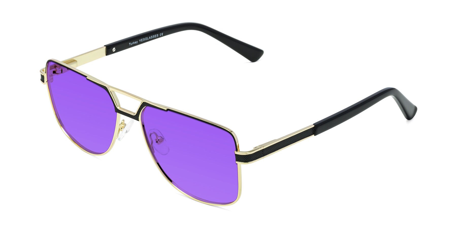 Angle of Turkey in Black-Gold with Purple Tinted Lenses