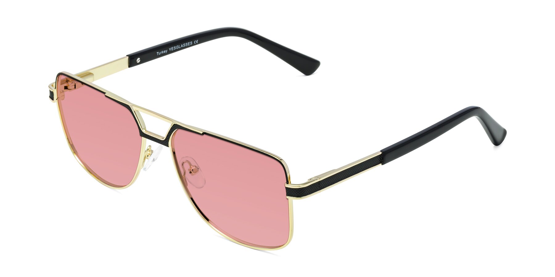 Angle of Turkey in Black-Gold with Medium Garnet Tinted Lenses