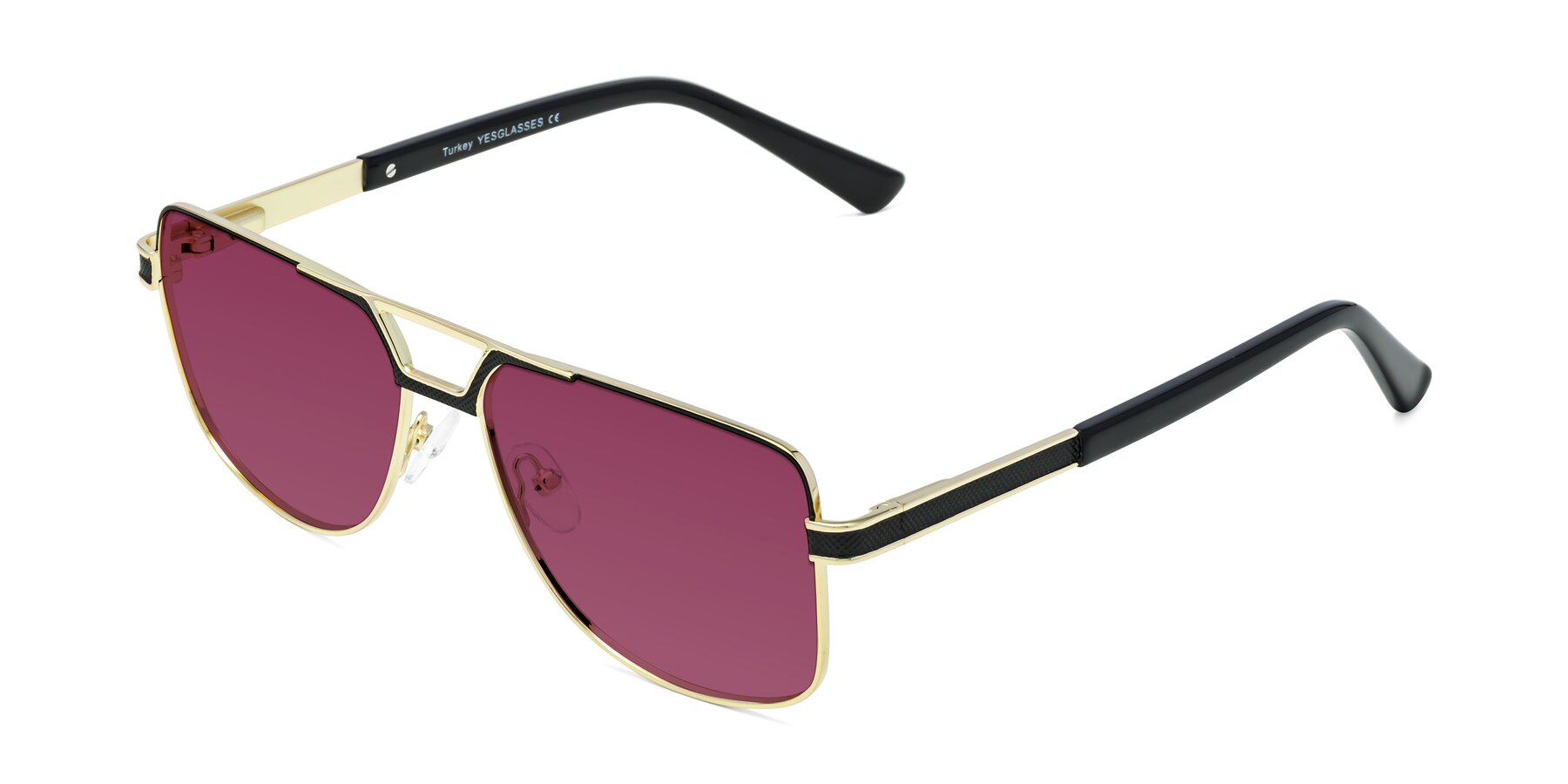 Angle of Turkey in Black-Gold with Wine Tinted Lenses