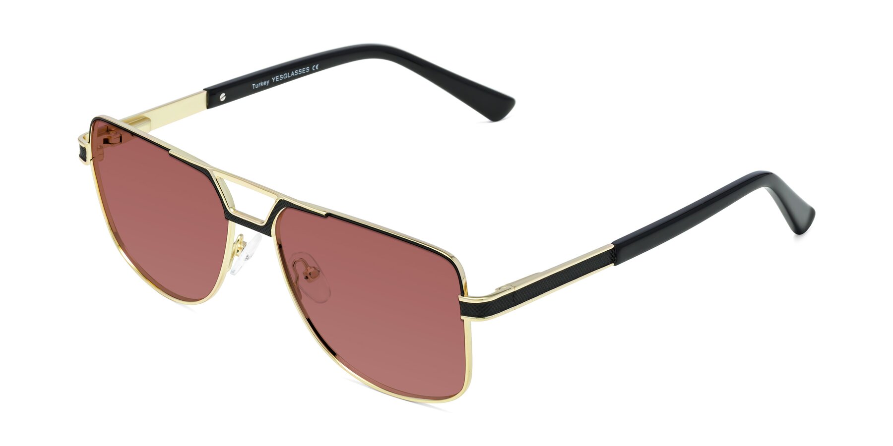 Angle of Turkey in Black-Gold with Garnet Tinted Lenses