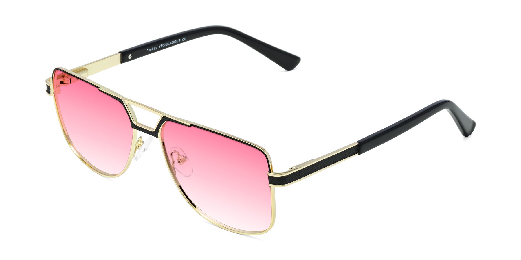 Angle of Turkey in Black-Gold with Pink Gradient Lenses