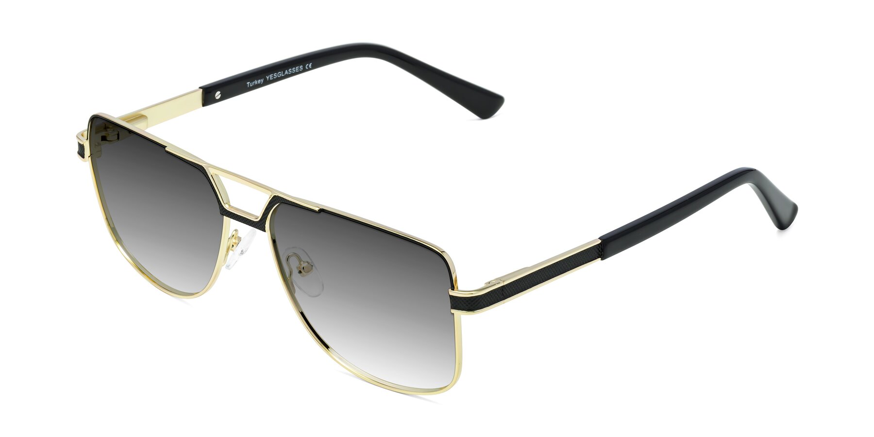 Angle of Turkey in Black-Gold with Gray Gradient Lenses