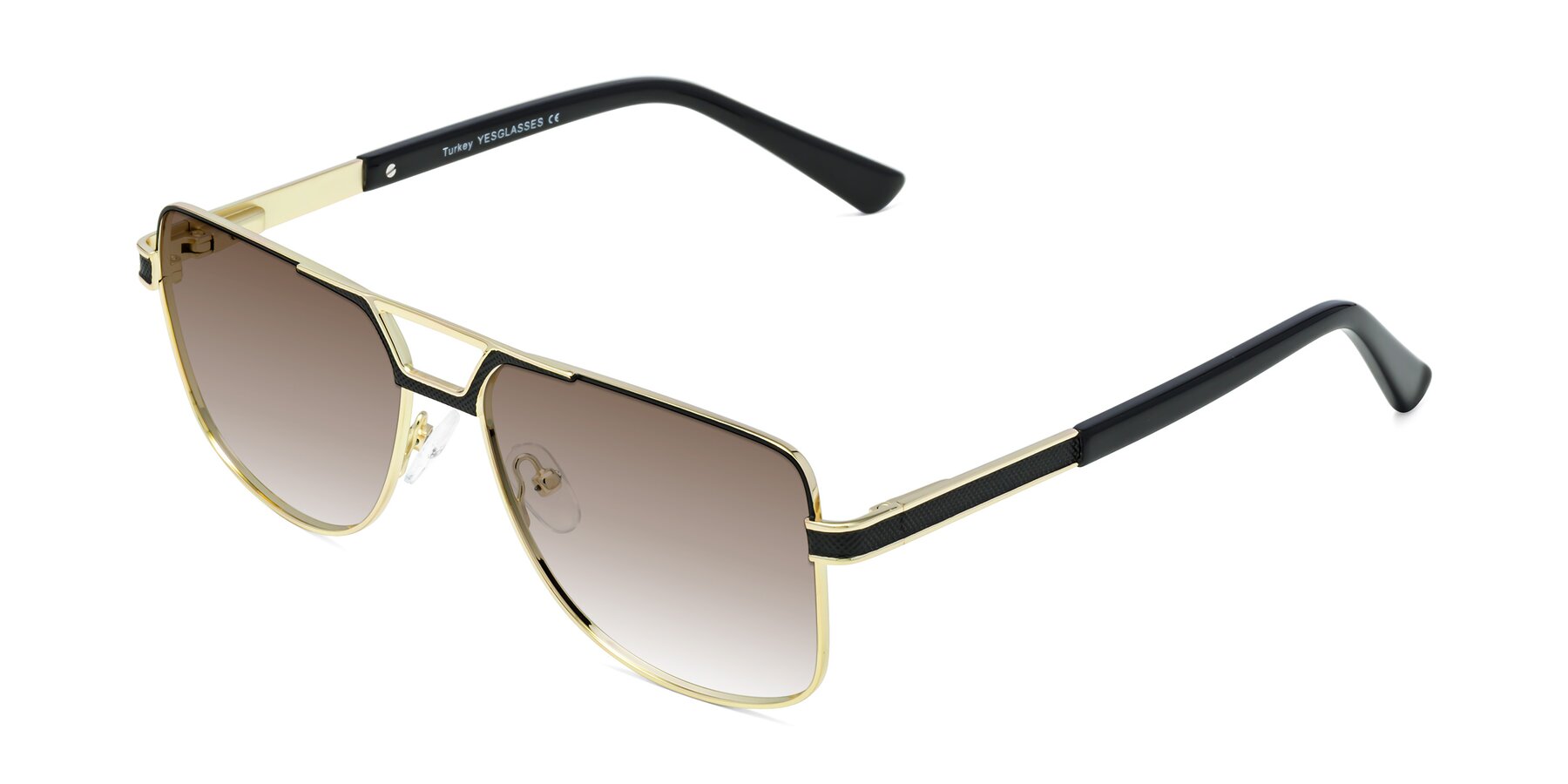 Angle of Turkey in Black-Gold with Brown Gradient Lenses