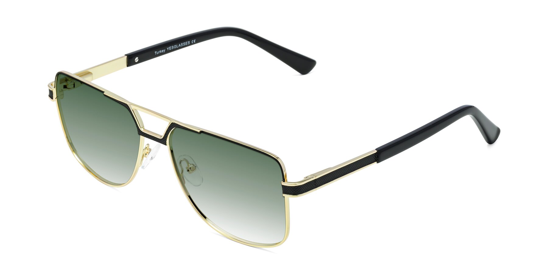 Angle of Turkey in Black-Gold with Green Gradient Lenses