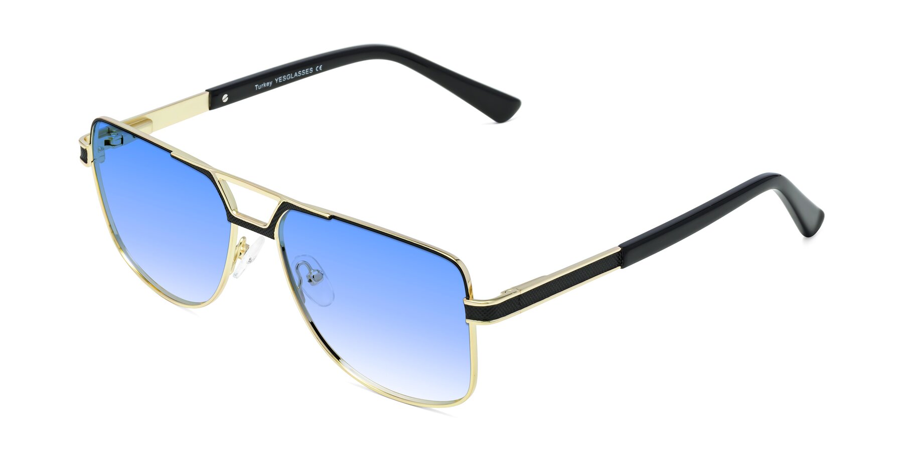 Angle of Turkey in Black-Gold with Blue Gradient Lenses