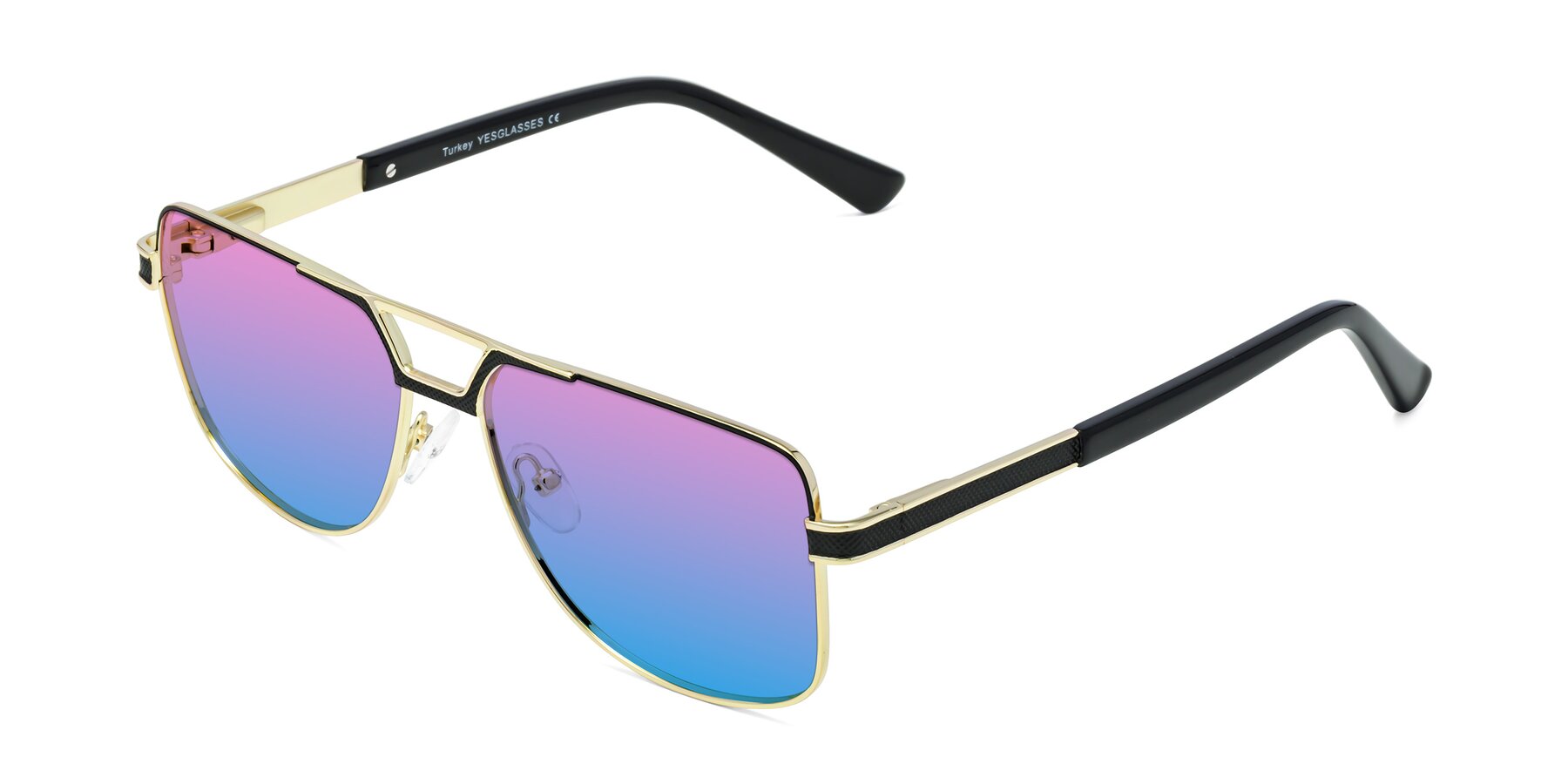 Angle of Turkey in Black-Gold with Pink / Blue Gradient Lenses