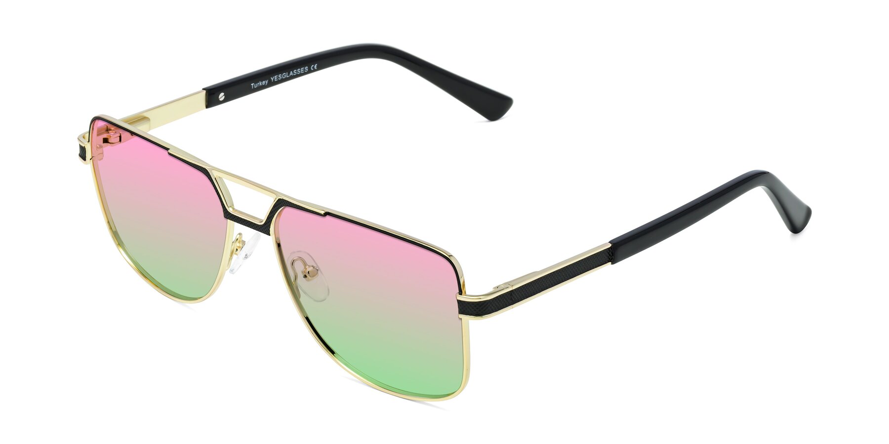 Angle of Turkey in Black-Gold with Pink / Green Gradient Lenses